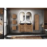 Ensemble complet de salle de bain avec meuble double vasques 120 cm + 5 �l�ments - sylve black wotan