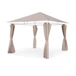 Ensemble complet toile de toit et rideaux beige pour tonnelle 3x3 m elusa - toile de rechange pergola. ...