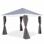 Ensemble complet toile de toit et rideaux grise pour tonnelle 3x3m elusa - toile de rechange pergola. ...