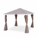 Ensemble complet toile de toit et rideaux taupe pour tonnelle 3x3 m elusa - toile de rechange pergola. ...