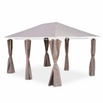 Ensemble complet toile de toit et rideaux taupe pour tonnelle 3x4m divio - toile de rechange pergola. ...