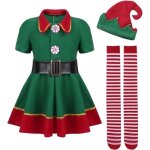Ensemble de costume delfe de nol pour halloween carnaval dcoration de nol tenue de lutin vert pour ...