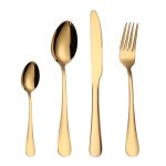 Ensemble de couverts en acier inoxydable - mlbq - 4 pi�ces - couleur dor�e - design polir miroir - bords ...