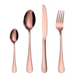 Ensemble de couverts en acier inoxydable - mlbq - 4 pi�ces - or rose - design miroir - bords ronds