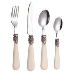 Ensemble de couverts - exzact - traditionnel - cr�me ivoire - inox miroir poli - 16 pi�ces
