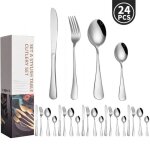 Ensemble de couverts de table 24 pièces pour 6 personnes en acier inoxydable. Épaisseur 3 mm et poli ... Ensemble de couverts de table 24 pièces pour 6 personnes en acier inoxydable. Épaisseur 3 mm et poli ...