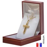 Ensemble croix motif dentelle de 3cm en plaqu or 18 kt poinonn collier avec pendentif et chaine 50cm ...