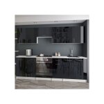 Ensemble de cuisine modulaire leco - 260 cm noir brillant sans plan de travail