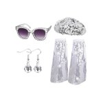 Ensemble daccessoires de d�guisement - 7 accessoires disco r�tro 70 - 80 - argent miroir - taille unique ...