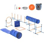 Ensemble dagilit� pour chien 11 pi�ces parcours dobstacle avec 2 tunnels sauts ajustables orange et bleu ...