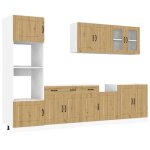 Ensemble darmoires de cuisine - kalisse - 7 pi�ces - kalmar - bois ding�nierie - ch�ne artisanal - pieds ...