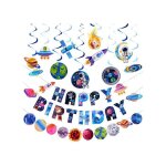 Ensemble d�co anniversaire - sunbeauty - kit complet - espace - banni�re - spirales 3d