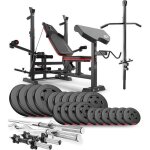 Ensemble dhaltres 105 kg hop - sport banc de musculation et poulie haute hs - 1075 set disques de poids ...