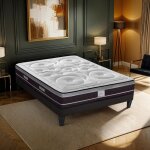 Ensemble divin 140x200 cm matelas ressorts ensach�s + sommier bois