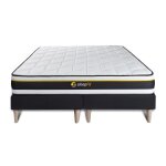 Ensemble double sommier 90x200 + matelas soft 180x200 180 x 200 cm noir Ensemble double sommier 90x200 + matelas soft 180x200 180 x 200 cm noir
