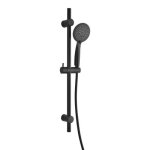 Ensemble barre de douche & pommeau 5 positions 24cm noir