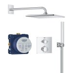 Ensemble de douche encastr - 1 jet - mitigeur thermostatique - grohe - 34881000 - gris