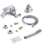 Ensemble de douche - robinet de baignoire cascade - acier inoxydable - gris - 2 trous