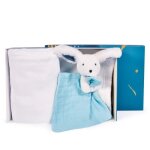 Ensemble doudou lapin bleu et plaid - doudou et compagnie - happy pop - b�b� - gar�on - naissance - blanc ...
