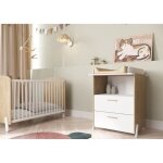 Ensemble duo 60 comprenant 1 lit  barreaux 60 x 120 cm & 1 commode  langer 2 tiroirs - naili - hamilton ...