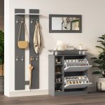 Ensemble d?entr�e vestiaire - 3 pi�ces - avec miroir - porte - manteau mural - armoire � chaussures - ...