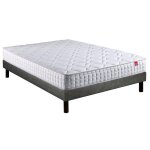 Ensemble epeda matelas ressorts ensach�s distinct 2 sommier unic gris et pieds 140x190