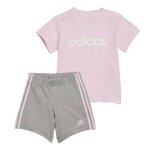 Ensemble fille - adidas - is2496 - gris / rose - 100% polyester - manches courtes