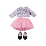 Ensemble fleurs et paillettes - gotz - pour poup�es de 45 � 50 cm - rose