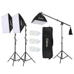 Ensemble fond studio photoavec 3 �clairage 65w ampoule 3 * softbox 1 sac de transport et tige de bras ...