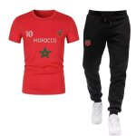 Ensemble foot homme style maroc - maillot et jogging noir - sp�cial �t� - - rouge