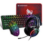 Ensemble gaming 4 en 1 - rncyn - clavier r�tro�clair� arc - en - ciel - 104 cl�s - souris 7 couleurs