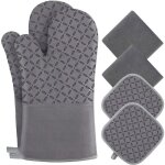 Ensemble de gants de cuisine et tapis isolant (6 pi�ces) - gants de cuisine - r�sistants � la chaleur ...
