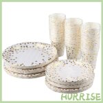 Ensemble de gobelets en papier assiettes avec points dor�s verres et vaisselle jetables pour anniversaire ...
