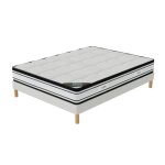 Ensemble grand confort sommier + matelas 120x190 cm hauteur 22 cm aration optimise confort ferme 4 ...
