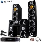 Ensemble home - cinma beng - 2 enceintes colonnes 4 voies - 1240w - karaok - bluetooth - noir