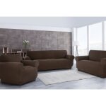 Housse de canap - non spcifi - ensemble 3 places + 2 places + fauteuil - taupe - extensible - lavable ...