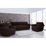 Housse de canapé et fauteuil - chocolat - 3 places - extensible - design contemporain - lavable Housse de canapé et fauteuil - chocolat - 3 places - extensible - design contemporain - lavable