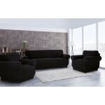 Housse de canap - noir - 3 places + 2 fauteuils - extensible - lavable - design contemporain