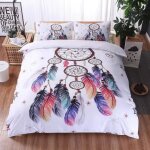 Ensemble housse de couette 140x200cm attrape - r�ves en plumes de couleur avec 2 taies doreiller[674] ...