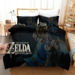 Ensemble de housse de couette 140x200cm the legend of zelda3 pi�ces parure de lit avec 2 taies doreiller ...