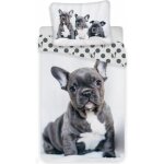 Ensemble de housse de couette - bulldog fran�ais - 100% coton - gris - 140x200 cm