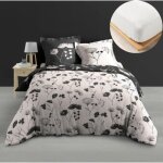 Ensemble housse de couette iris 240 x 220 cm + 2 taies en percale de coton 78 fils avec drap housse blanc ... Ensemble housse de couette iris 240 x 220 cm + 2 taies en percale de coton 78 fils avec drap housse blanc ...