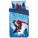 Ensemble de housse de couette simple 100 % coton bleu spiderman - taille européenne Ensemble de housse de couette simple 100 % coton bleu spiderman - taille européenne