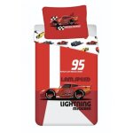 Ensemble de housse de couette simple - disney - cars speed - rouge - 100% coton - lavable en machine