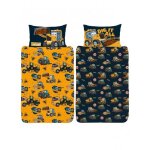 Ensemble housse de couette - jcb - dig it junior - jaune / noir - r�versible - 120x150 cm