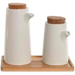 Ensemble huilier et vinaigrier - home esprit - blanc - bambou - grs - 206 x 12 x 18 cm