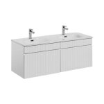 Ensemble icon blanc : meubles sous vasque 120cm + double vasque encastr�e en c�ramique blanche