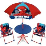Ensemble de jardin - arditex sm15950 - 1 table - 2 chaises - parasol spiderman