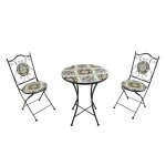Ensemble de jardin - axi - am�lie - 2 chaises pliantes - table ronde - mosa�que beige