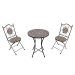 Ensemble de jardin - axi - amlie - 2 chaises pliantes - table ronde - mosaque rose